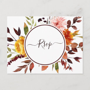 Autumn Garden Marsala Waterverf Wedding RSVP Briefkaart