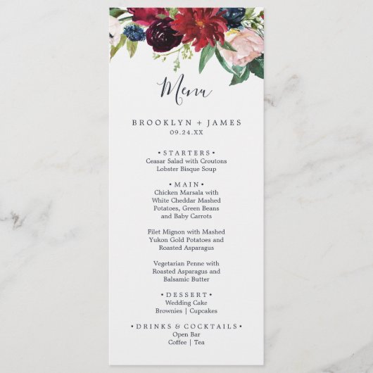 Autumn Garden | Menu Dinner van het Bourgogne-huwe (Voorkant)