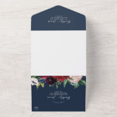 Autumn Garden | Navy Blue Wedding All In One Uitnodiging (Buitenkant)