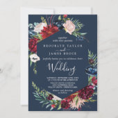 Autumn Garden | Navy Blue Wedding Kaart (Voorkant)