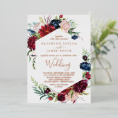 Autumn Garden | Roos goudolie in één bruiloft Folie Uitnodiging (Staand Voorkant)