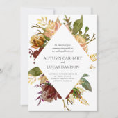 Autumn Garden Rustic Floral Diamond Wedding Kaart (Voorkant)