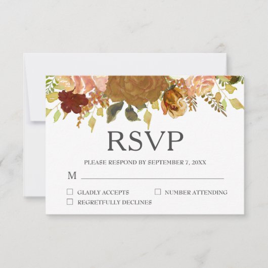 Autumn Garden Rustic Floral RSVP Kaartje (Voorkant)