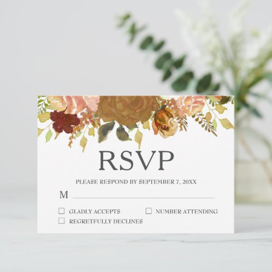 Autumn Garden Rustic Floral RSVP Kaartje (Staand voorkant)