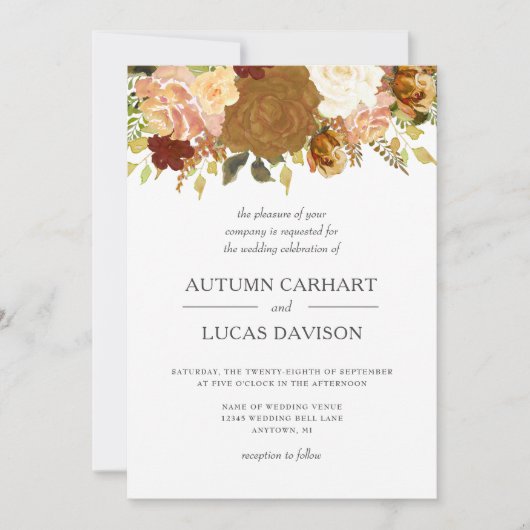 Autumn Garden Rustic Floral Wedding Kaart (Voorkant)