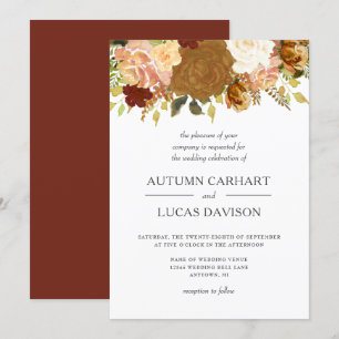 Autumn Garden Rustic Floral Wedding Kaart