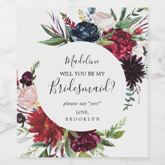 Autumn Garden | Voorstel van de heer Bridesmaid Bu Wijn Etiket (Enkel label)