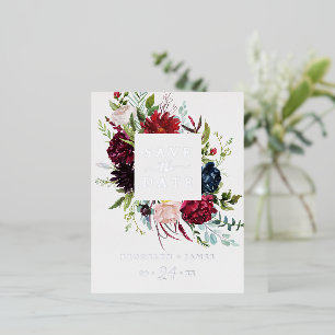 Autumn Garden   Zilverig olievloeistof sparen de D Folie Uitnodiging Briefkaart