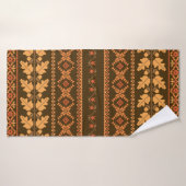 Autumn, geborduurd, dwarretro gestript achterzijde badhanddoek (Badhanddoek)