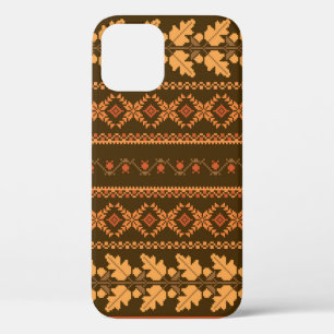 Autumn, geborduurd, dwarretro gestript achterzijde Case-Mate iPhone case