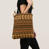 Autumn, geborduurd, dwarretro gestript achterzijde tote bag (Dichtbij)