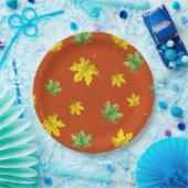 Autumn Geel en Groen Bladeren Papieren Bordje (Feest)