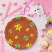 Autumn Geel en Groen Bladeren Papieren Bordje (Feest)