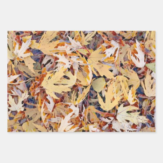 Autumn Geel Gepilde Maple Bladeren Inpakpapier Vel (Voorkant 3)
