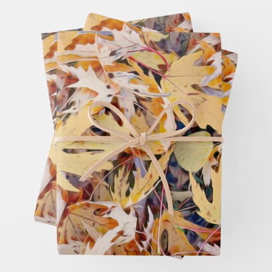 Autumn Geel Gepilde Maple Bladeren Inpakpapier Vel (In situ)