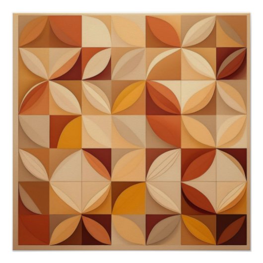Autumn-geïnspireerde geometrische Quilt Pattern Ar Perfect Poster (Voorkant)