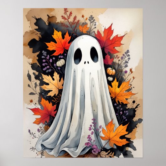 Autumn Ghost - Gezellig Halloween & Herfst Poster (Voorkant)