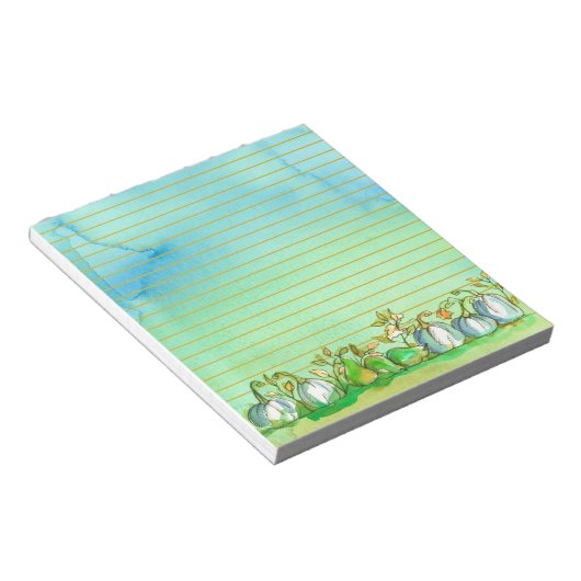 Autumn Ghost Pumpkins Waterverf Lined Notitieblok (Schuin)