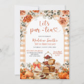 Autumn Gingham Pumpkin Let's ParTea Verjaardagsfee Kaart (Voorkant)