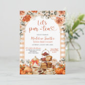 Autumn Gingham Pumpkin Let's ParTea Verjaardagsfee Kaart (Staand voorkant)