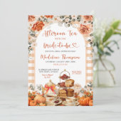 Autumn Gingham Pumpkin Tea Party Vrijgezellenfeest Kaart (Staand voorkant)