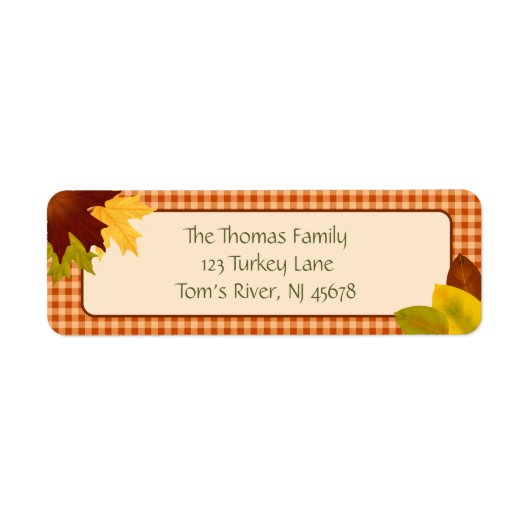 Autumn Gingham Rustic Address Label (Voorkant)