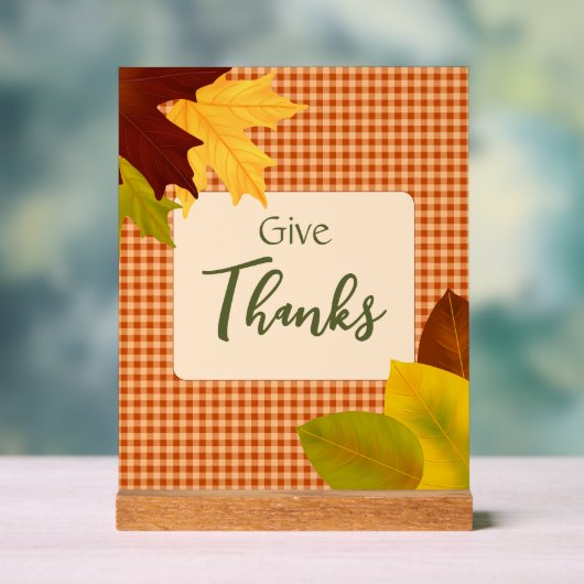 Autumn Gingham Thanksgiving Acryl Teken Acryl Bord (Neutraal)