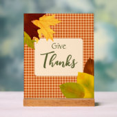 Autumn Gingham Thanksgiving Acryl Teken Bord (Neutraal)