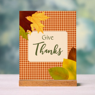 Autumn Gingham Thanksgiving Acryl Teken Bord