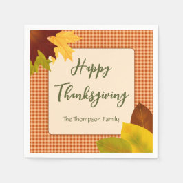 Autumn Gingham Thanksgiving Cocktail servet