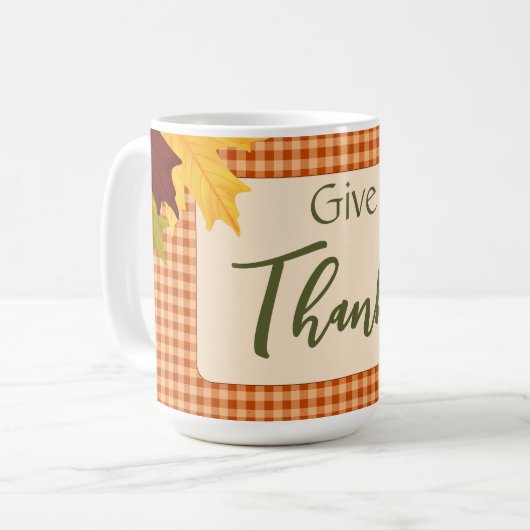 Autumn Gingham Thanksgiving Coffee Mok (Voorkant links)