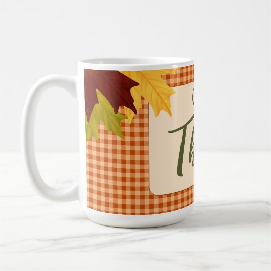 Autumn Gingham Thanksgiving Coffee Mok (Links)