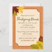 Autumn Gingham Thanksgiving Dinner Invitation Kaart (Voorkant)