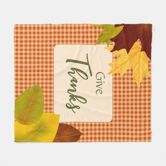 Autumn Gingham Thanksgiving Fleece Blanket (Voorkant (Horizontaal))