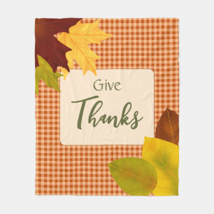 Autumn Gingham Thanksgiving Fleece Blanket Deken