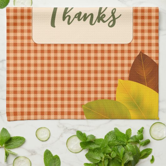 Autumn Gingham Thanksgiving keukenhanddoek (Gevouwen)