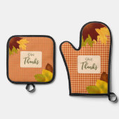 Autumn Gingham Thanksgiving Ovenwant & Pannenlap Set (Voorkant)