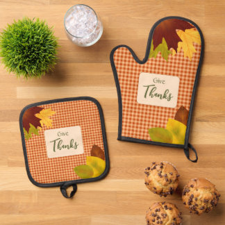 Autumn Gingham Thanksgiving Ovenwant & Pannenlap Set