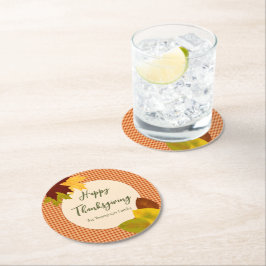 Autumn Gingham Thanksgiving Paper Onderzetter