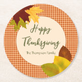 Autumn Gingham Thanksgiving Paper Onderzetter (Voorkant)