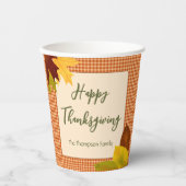 Autumn Gingham Thanksgiving Papieren bekers (Voorkant)