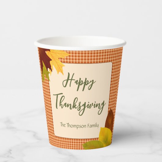 Autumn Gingham Thanksgiving Papieren bekers (Voorkant)