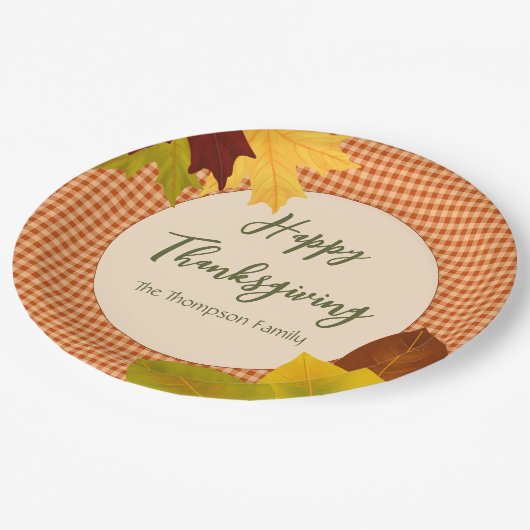 Autumn Gingham Thanksgiving Papieren Borden Papieren Bordje (Gekanteld)