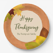 Autumn Gingham Thanksgiving Papieren Borden Papieren Bordje (Voorkant)
