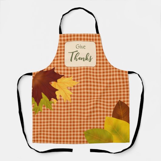 Autumn Gingham Thanksgiving Schort (Voorkant)