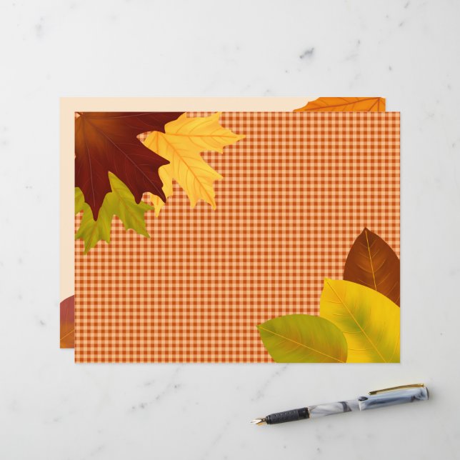 Autumn Gingham Thanksgiving Scrapbook Paper (Voorkant / Achterkant in situ)