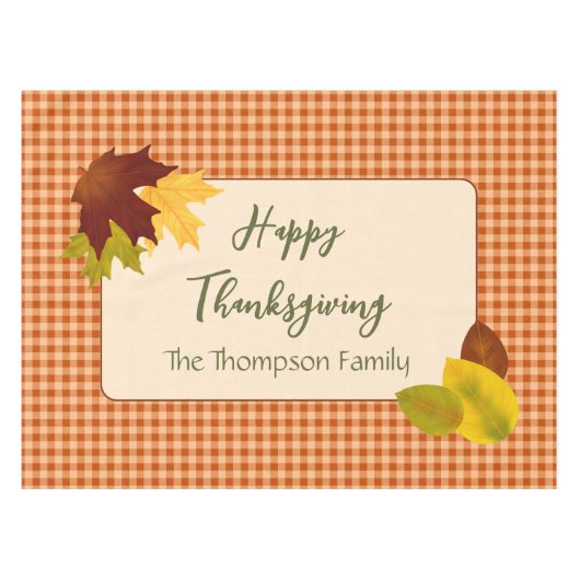 Autumn Gingham Thanksgiving tafelkleed (Voorkant (Horizontaal))