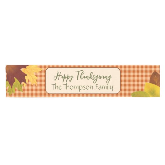 Autumn Gingham Thanksgiving Tafelloper (Horizontaal)