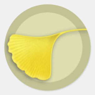 Autumn Ginkgo Leaf Round Sticker