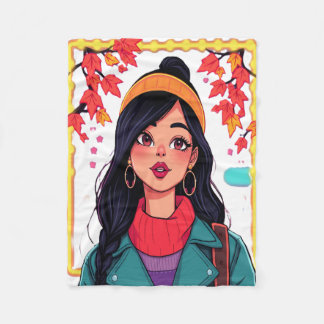 Autumn Girl Art Fleece Blanket – Cozy & Colorful H Deken